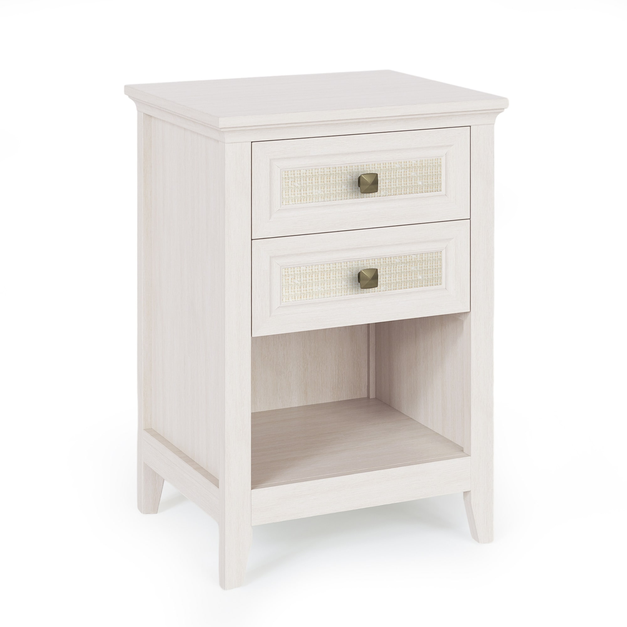 Grayish White Rattan Nightstand With Drawer Set Of 2, Boho 27" Tall Bedside Table With Storage For Small Space, Living Room Wood Accent End Table Bedroom Furniture, Couch Coffee Table_voghion.com